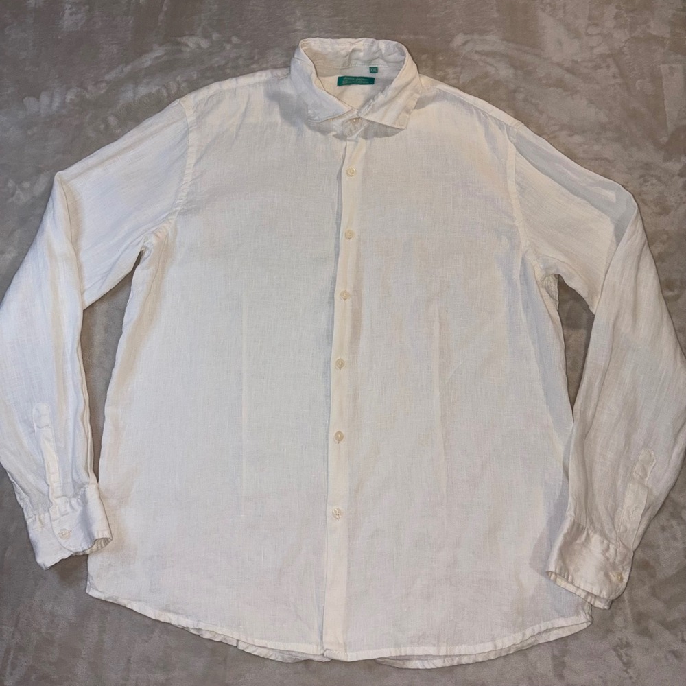Antica Sartoria Giacomo Cinque White 100%‎ Linen Button Down Shirt Mens XXL